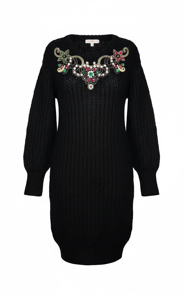 Animagemella Vestido Suéter Bordado Joya