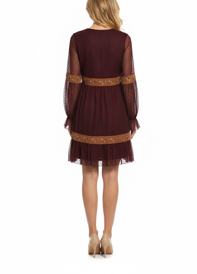 Sahoco Vestido Bohemio Bordados Florales