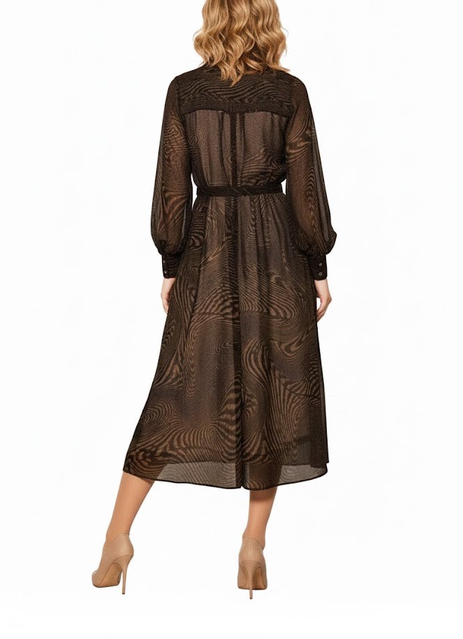 Xandres Vestido Camisero Print Animal