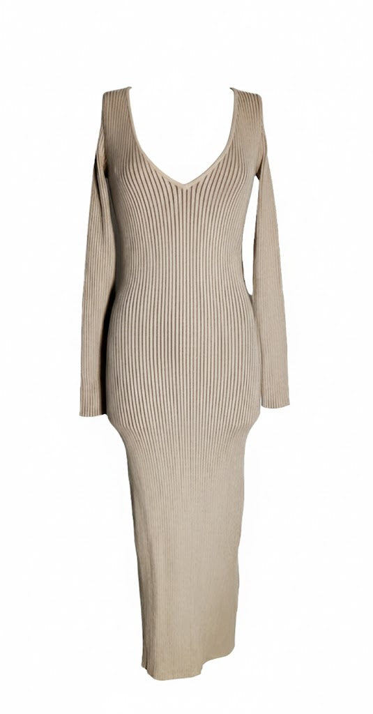Guess Eco Vestido Midi Beige Canalé