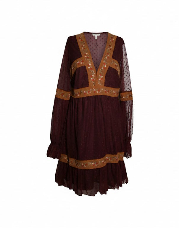 Sahoco Vestido Bohemio Bordados Florales