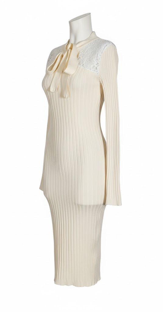 Rinascimento Vestido de Punto Calado con Lazo