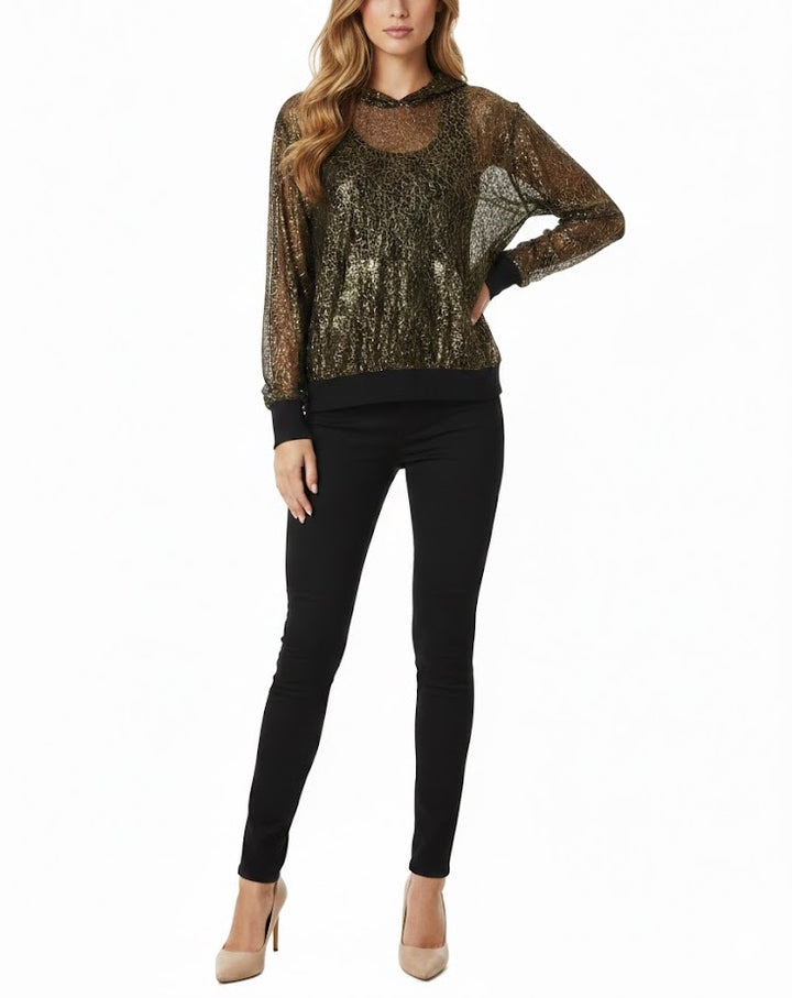 Brand Unique Blusa Dorada Con Encaje