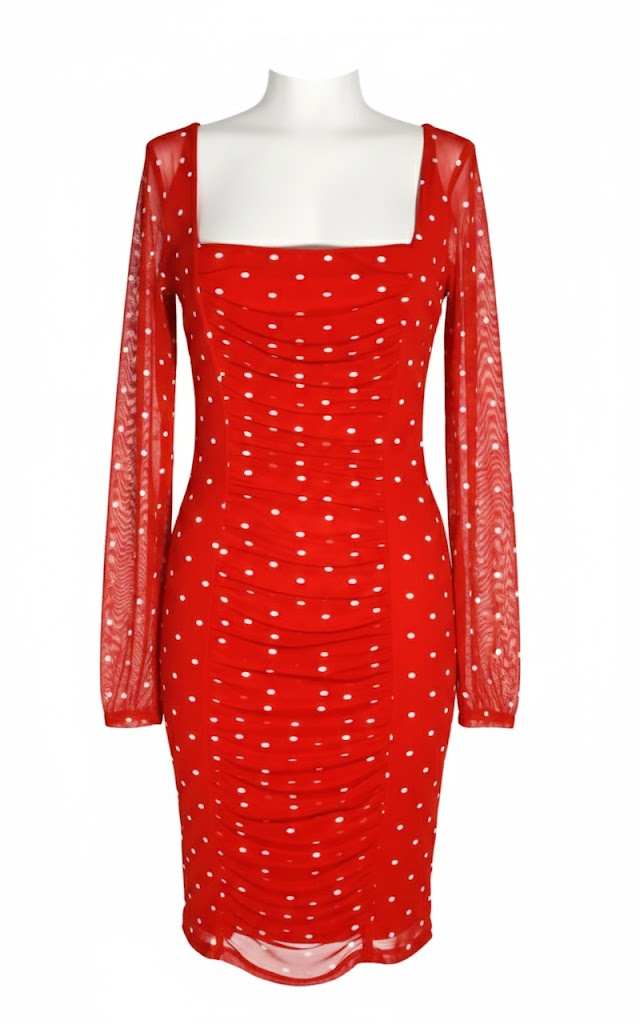 Guess Vestido Rojo con Lunares Blancos
