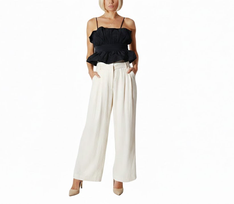 Rinascimento Blusa Negra Fruncido