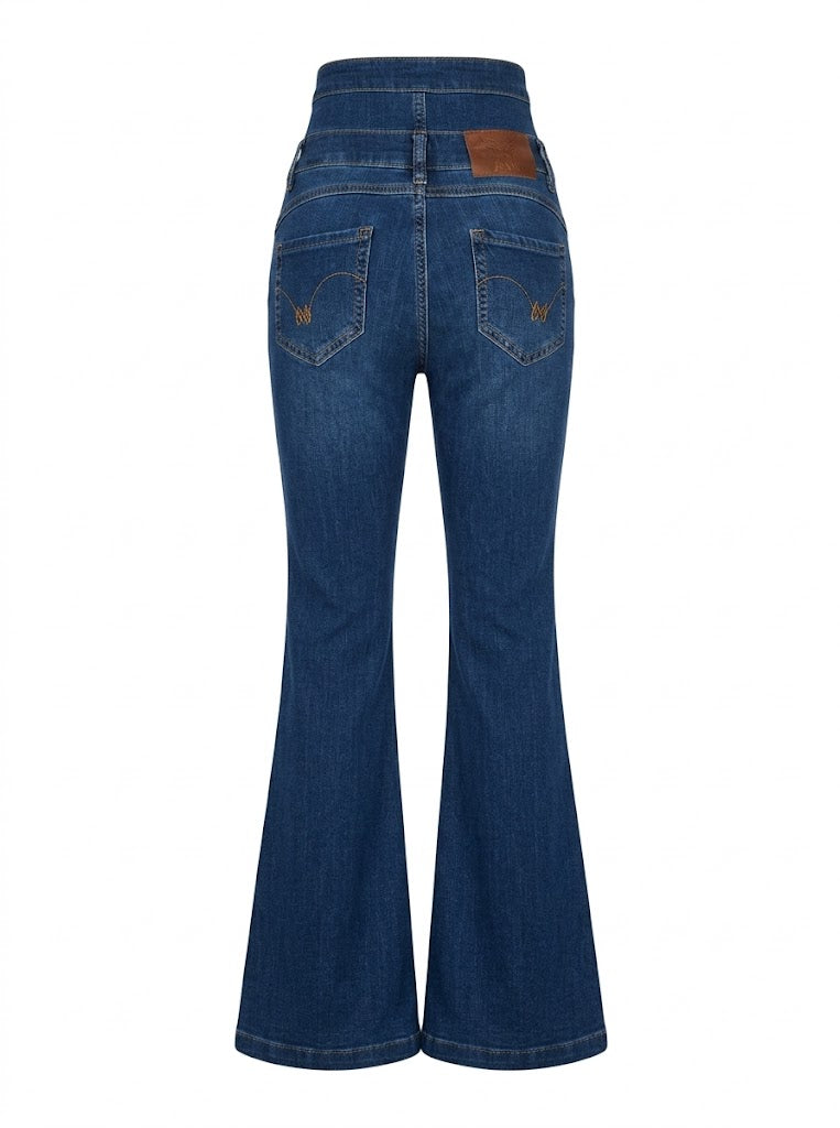 Denny Rose Jeans Flare de Tiro Alto