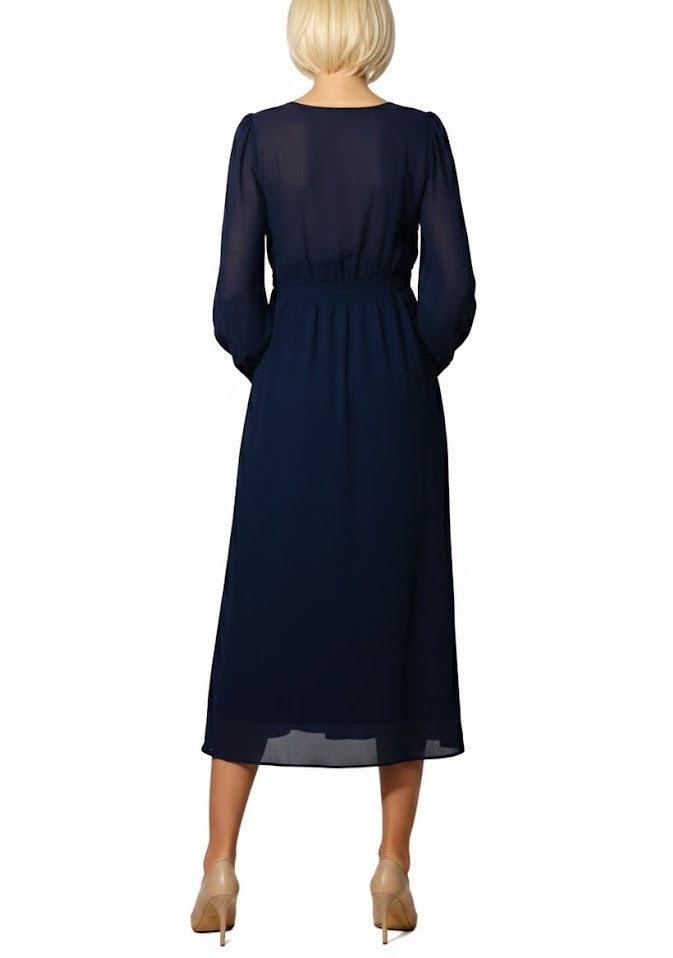 Naf Naf Vestido Azul Marino con Botones