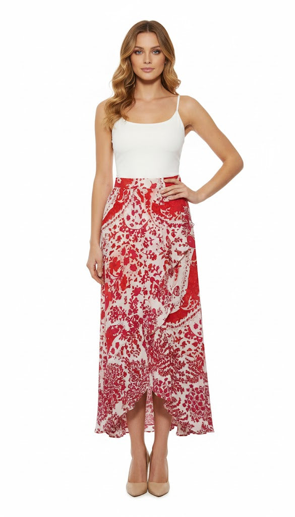 TWINSET Falda Asimétrica Floral en Crepé