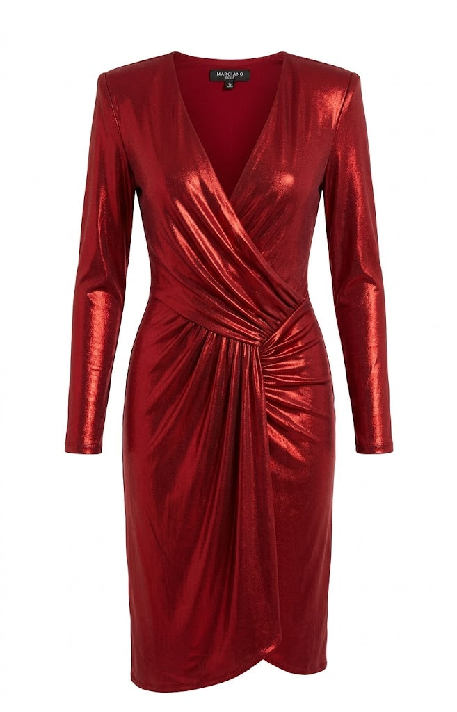 Marciano Guess Vestido Metalizado Drapeado