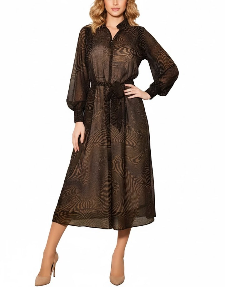 Xandres Vestido Camisero Print Animal