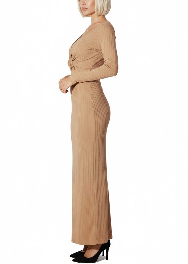 Guess Vestido Beige Acanalado