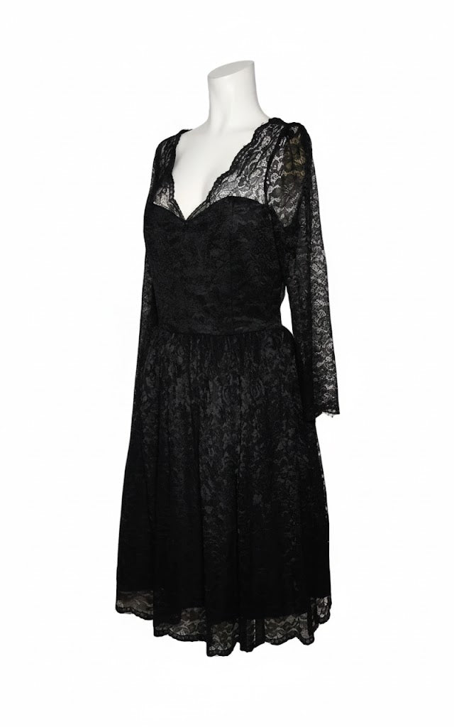 Naf Naf Vestido de Encaje Negro