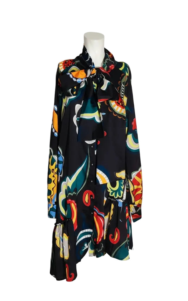 Sahoco Vestido Negro  Estampado Paisley Multicolor