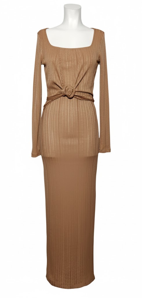 Guess Vestido Beige Acanalado