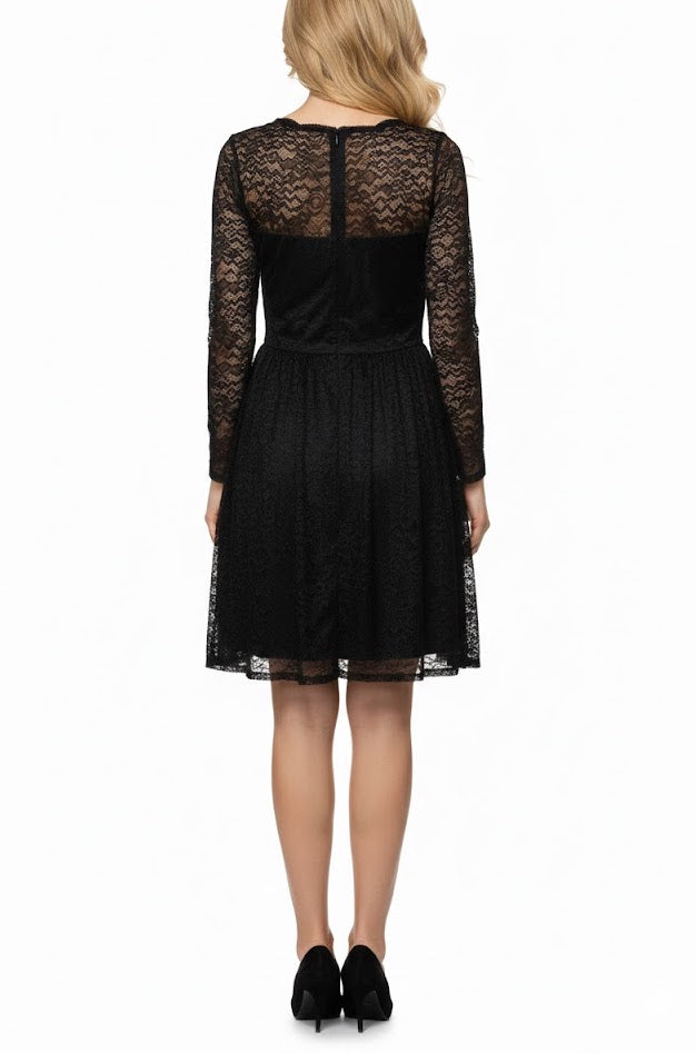 Naf Naf Vestido de Encaje Negro