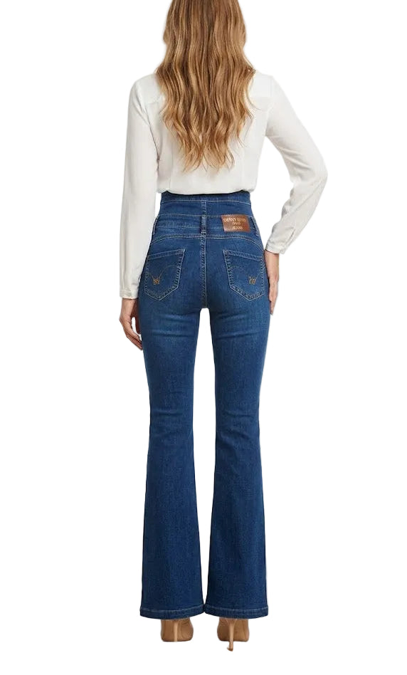 Denny Rose Jeans Flare de Tiro Alto