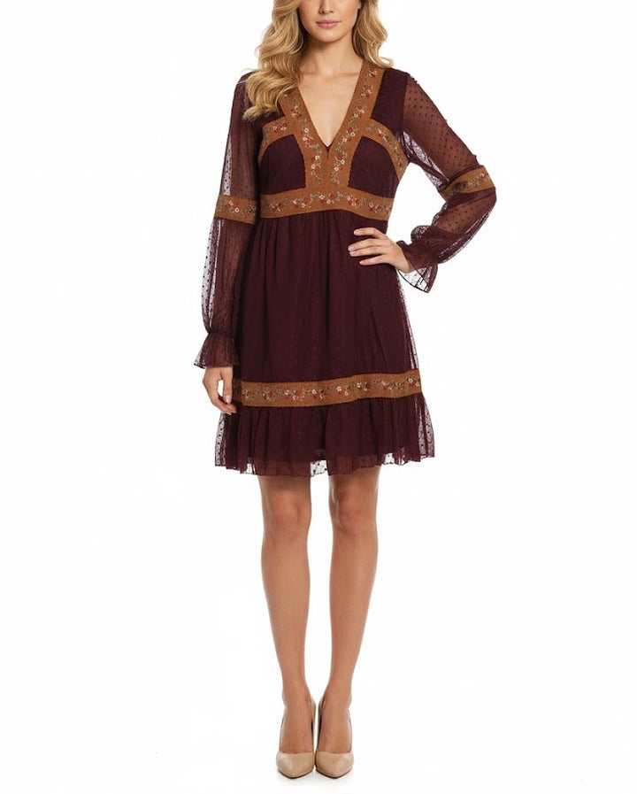 Sahoco Vestido Bohemio Bordados Florales