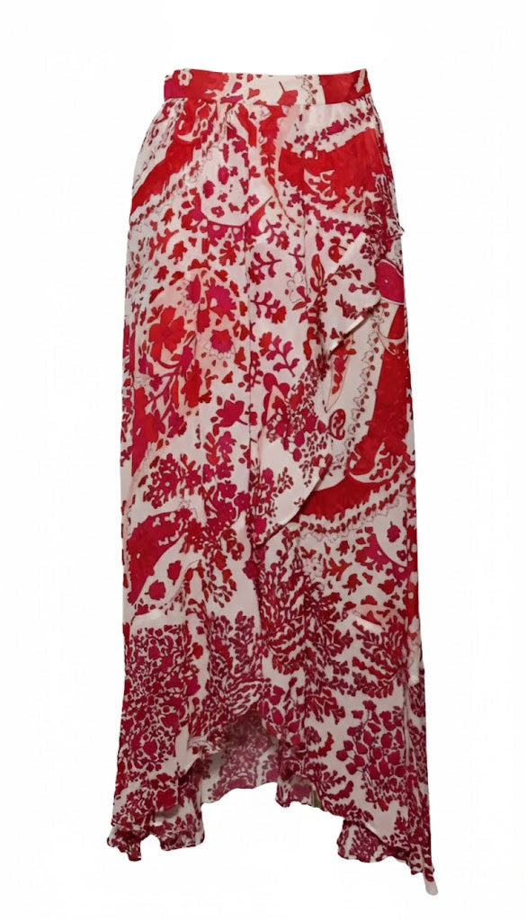 TWINSET Falda Asimétrica Floral en Crepé