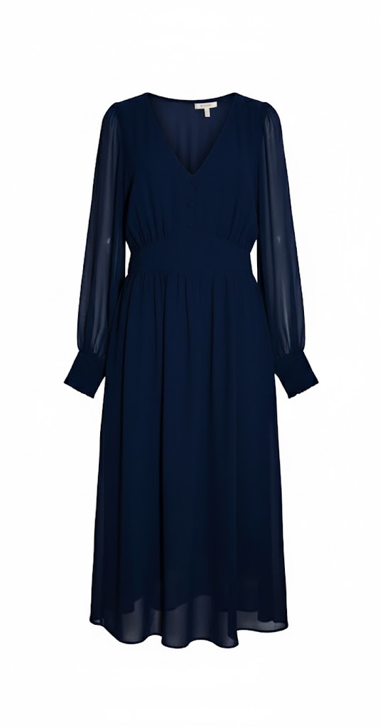 Naf Naf Vestido Azul Marino con Botones