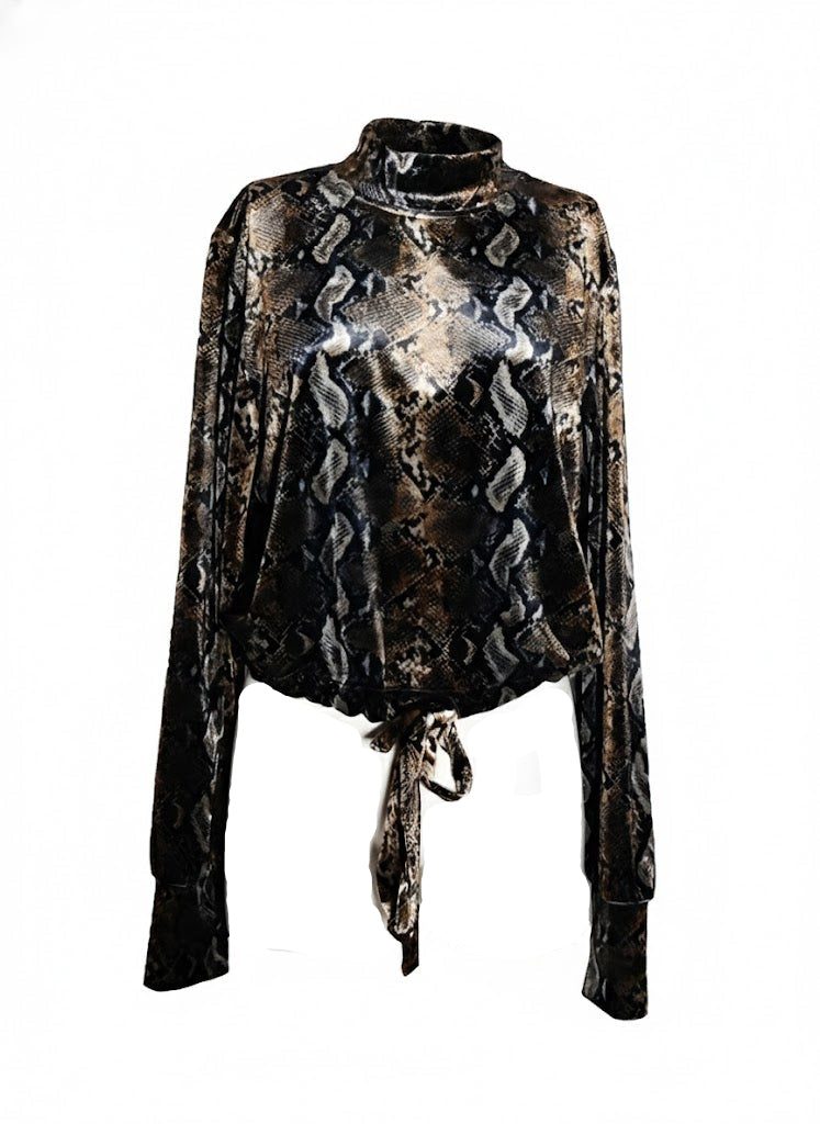 Kooples X Sport Sudadera Crop Python Print de Terciopelo