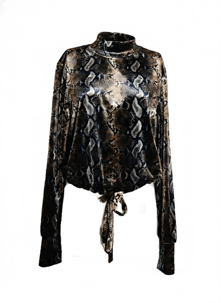 Kooples X Sport Sudadera Crop Python Print de Terciopelo